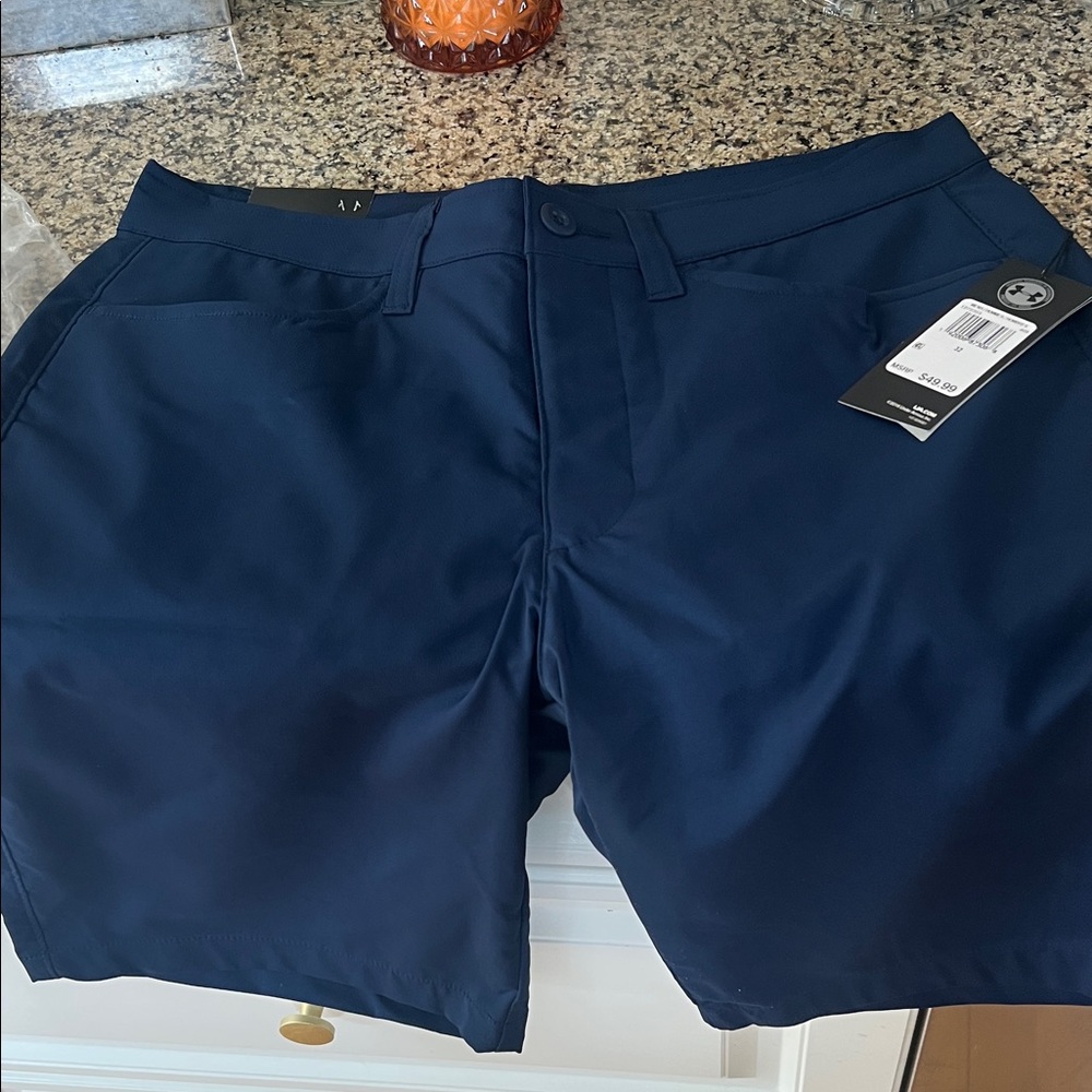 Under Armour Men's Navy Flat Front Performance Shorts
